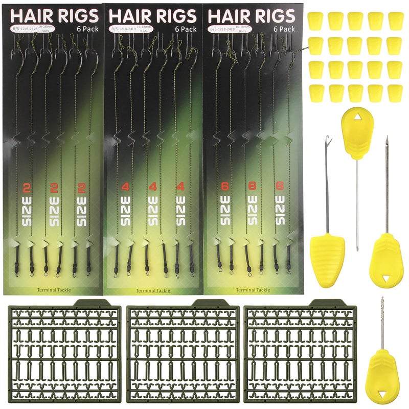 Shaddock Fishing Fishing Carp Hair Boilie Rigs Kit â€“ 45pcs Curved Barbed Carp Hook Braided Line Bait Stopper Needle Tool Scent Corn - Image 1